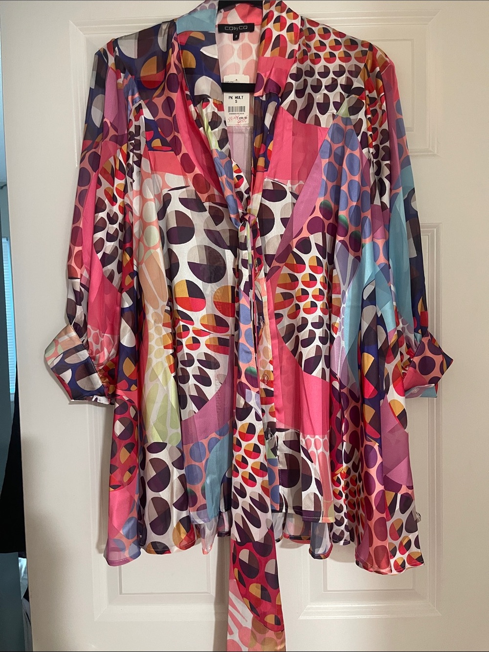 Women's Pink Multi-Print Flared Tunic Top